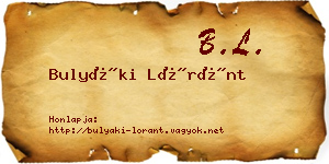 Bulyáki Lóránt névjegykártya